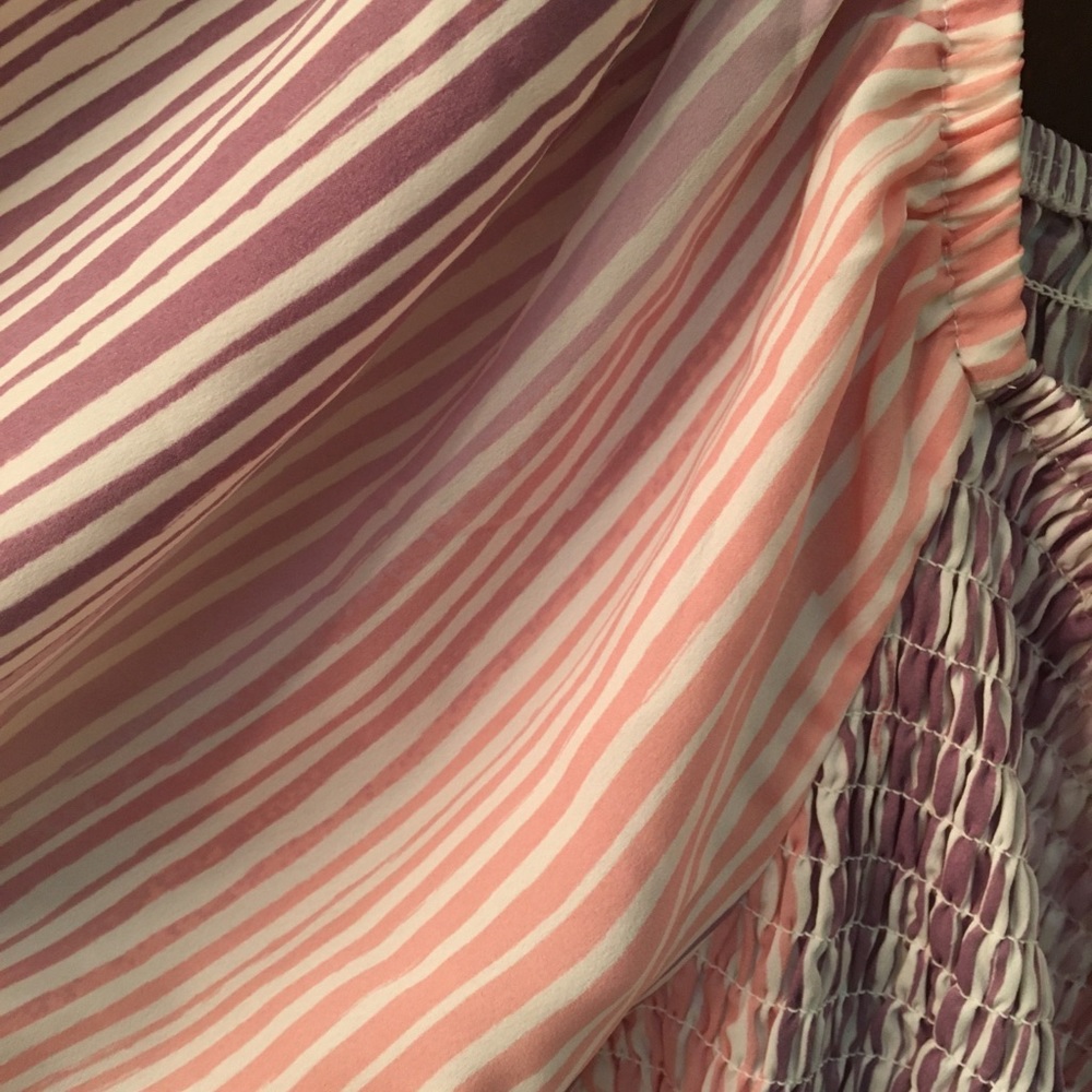 Off Shoulder Ophelia Roe Dress with smocked top, pastel stripes - Picture 4 of 4
